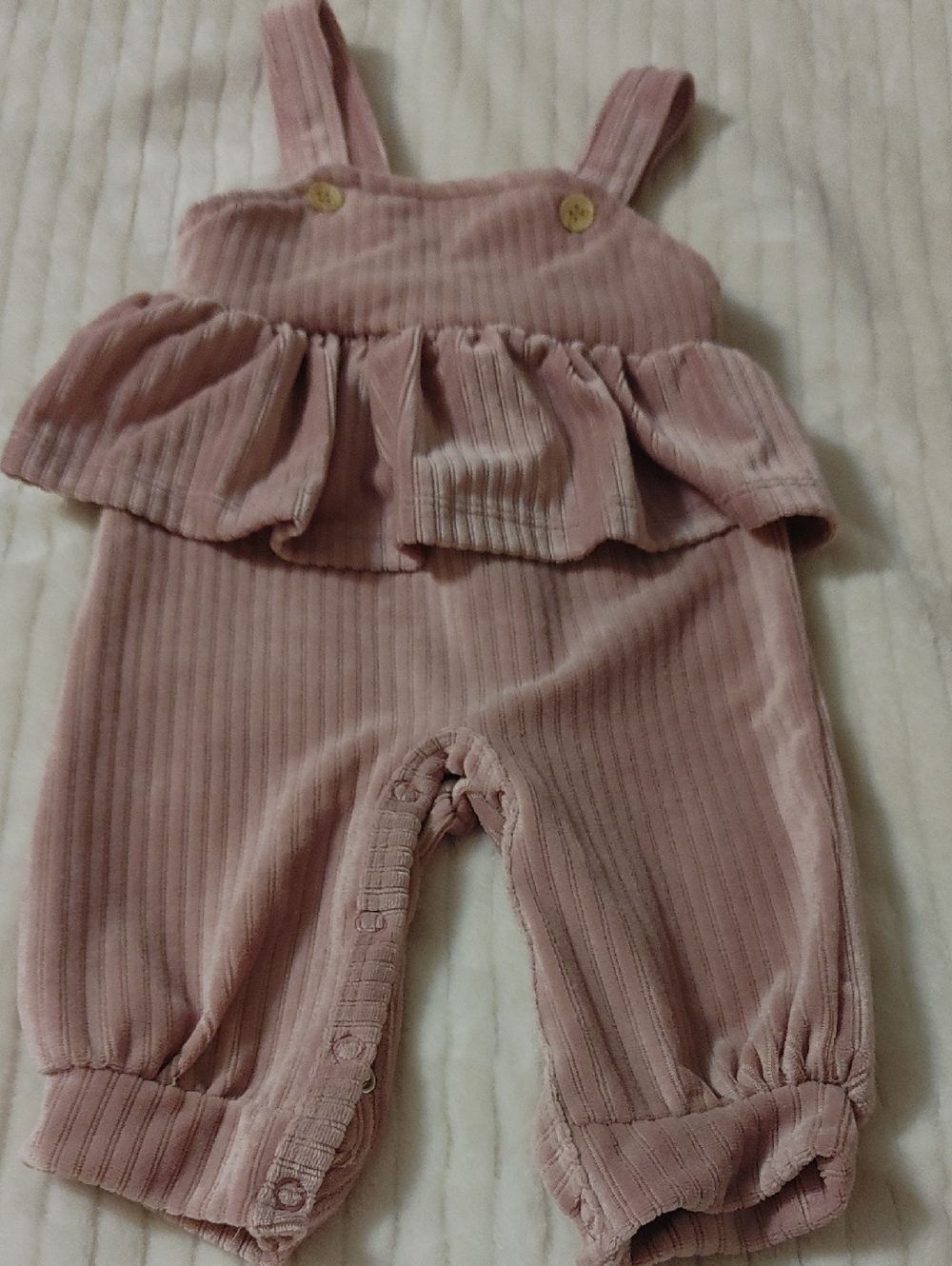 Laura Ashley Baby Dusty Pink Ribbed Romper